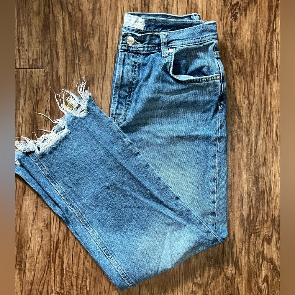 We The Free Distressed Blue Cropped Jeans